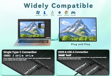 2.5K Portable Monitor for Laptop - 16 inch QHD Laptop Screen Extender 120% sRGB Wide Color HDR HDMI USB C Travel External Display with Kickstand Gaming Monitor for Computer PC Phone Game Console - Image 6