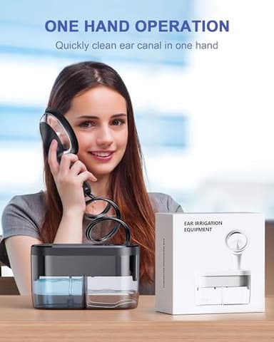 Ear Wax Removal Kit Tool Ear Cleaner Earwax Removal Kit Ear Irrigation Flushing System Ear Wax Headphones Ear Cleaning Kit with One-Piece Tank, 4 Pressure Levels HSA FSA Eligible Items List Grey - Image 2