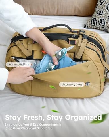 Tolaccea Travel Laptop Backpack, Large Carry on Backpack Flight Approved Convertible Duffle Luggage Bag Daypack Work Business Rucksack Fits 16" Laptop for Men Women 3 Carrying Ways, 40L-50L Expandable - Image 4