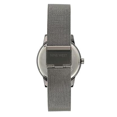Nine West Women's Gunmetal and Silver-Tone Mesh Bracelet Watch, NW/2429FLGY - Image 4