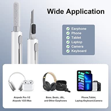 Hyashee Cleaner Kit for Airpods Pro 1 2 3 Multi-Function Cleaning Pen with Soft Brush Flocking Sponge for Bluetooth Earphones Case Cleaning Tools White - Image 5
