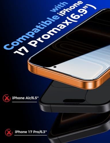 MAGIC JOHN 2 Pack for iPhone 17 Pro Max 6.9 inch Privacy Glass Screen Protector-[Anti-Spy] Auto Dust-Elimination, Bubble Free, Easy Installation - Image 3