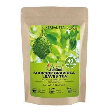 FullChea - Soursop Leaves Tea Bags, 40 Teabags - Premium Soursop Graviola Leaves - Hojas De Guanabana Tea - Non-GMO - Caffeine-free - Improve Digestion, Support Healthy Skin & Sleep - Image 1
