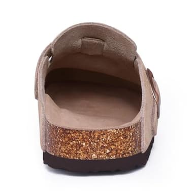 Asgard Women's Suede Clogs Leather Mules Arch Support Potato Shoes with Comfort Cork Footbed Taupe 41 - Image 5