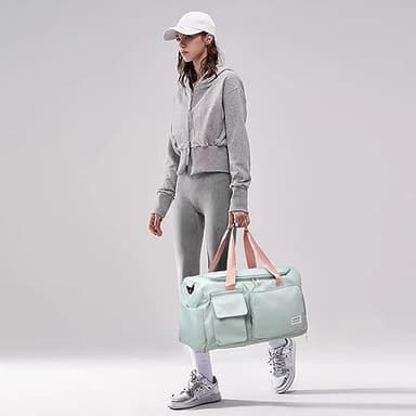 Small Gym Bag for Women, Travel Duffle Bag Carry On Weekender Bag with Shoe Compartment, 05#green, Gym Bag & Toiletry Bag, Gym Bag&toiletry Bag - Image 7