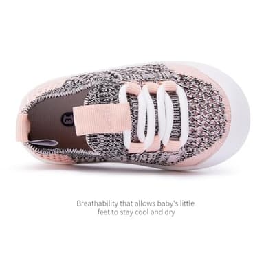 BMCiTYBM Baby Shoes Boys Girls Barefoot First Walking Shoes Breathable Mesh Walker Sneakers Tennis Outdoor Indoor Slip On 12-18 Months Toddler Pink Size 5 Toddler - Image 3