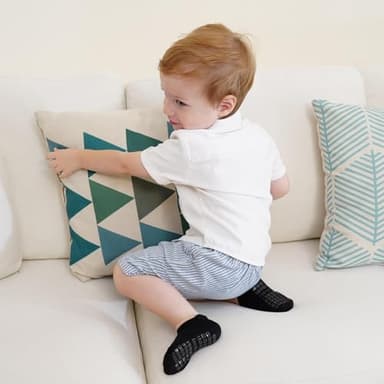 Bearbay Baby Non Slip Ankle Socks with Grippers (9 Pair) for 0 months-7 years old Walking Socks for Infant Toddler Kids Boys Girls - Image 2