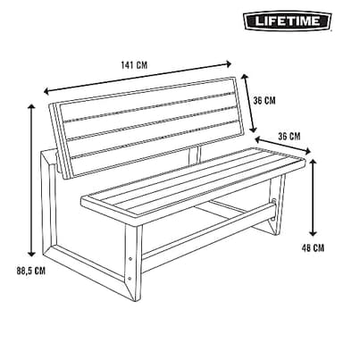 LIFETIME 60253 Outdoor Convertible Bench, 55 Inch, Harbor Gray - Image 3