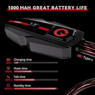 XGP Motorcycle Bluetooth Headset V5.2 with Music Sharing, 2-Way Motorcycle Helmet Bluetooth with IP67 Waterproof, Helmet Intercom Communication Systems for Snowmobile/ATV/Ski, 1 Pack - Image 4