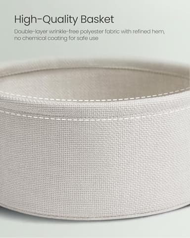 VASAGLE Small Round Side End Table, Modern Nightstand with Fabric Basket, Laurel Green and Cream White ULET223C69 - Image 8