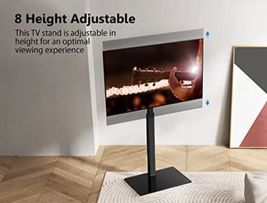 FITUEYES Floor TV Stand for 32 39 40 43 49 50 55 60 Inch TVs, TV Floor Stand with Swivel Mount, Max Holds 66lbs, White Glass Base, Height Adjustable TV Mount for Corner & Bedroom - Image 4