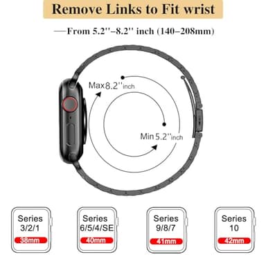 MioHHR Slim Metal Band Compatible with Apple Watch Band 42mm(Series 11 10) 41mm(Series 9 8 7) 40mm(Series 6 5 4 SE3/2/1) 38mm(Series 3 2 1),Stainless Steel iWatch Bands for Women,Black - Image 5