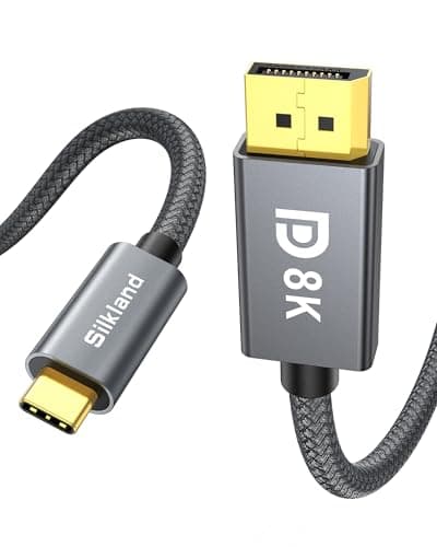 Silkland USB C to Displayport 1.4 Cable [8K 60Hz, 4K/2K 240Hz] Thunderbolt 4/3 to DisplayPort 6.6FT, Braided Type C to DP 32Gbps, HDCP, G-Sync,Compatible for iPhone 16/15,MacBook Pro/Air,Odyssey G8/G9 - Image 1