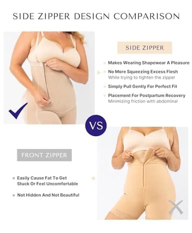 SHAPELLX Black Shapewear High Compression Shapewear Side Zipper Faja Body Shaper Tummy Control Butt Lifter Waist Trainer Bodysuit For Women Extra Firm Tummy (Black, 3X-Large) - Image 5