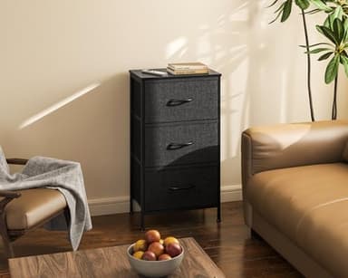 Casaottima Dresser for Bedroom Nightstand, Small Fabric Dresser Chests of Drawers, Closet Organizers and Storage with 3 Drawers, Black - Image 8