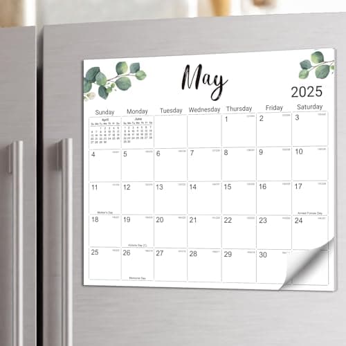 Aesthetic 2025-2026 Magnetic Calendar for Refrigerator, Fridge Magnet Runs Until December 2026, 20 Monthly Planner with Greenery Design for Easy Organizing - Image 1