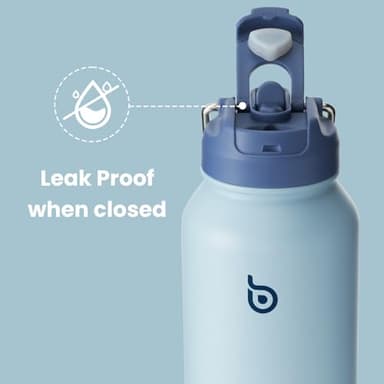 BOTTLE BOTTLE 32 oz Insulated Water Bottle Stainless Steel Sport Water Bottle with Straw Dual-use Lid Design for Gym with Pill Box (blue) - Image 4