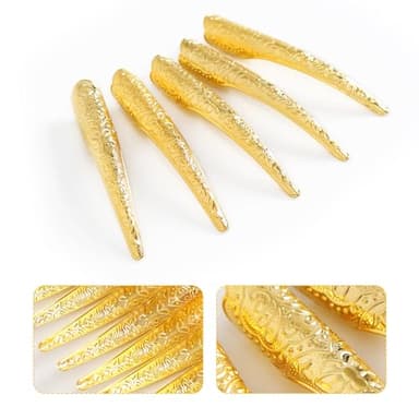 10PCS Long Finger Claws Fake Nail Rings Adjustable Women Halloween Costume Accessories Vampire Cosplay Gold - Image 3