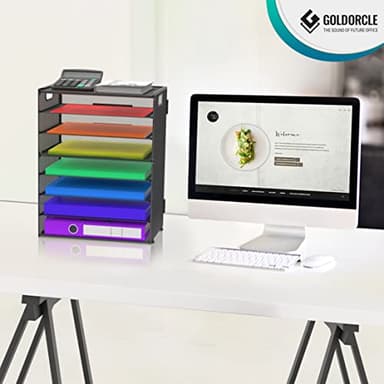 GoldOrcle 8 Tier Paper Letter Tray Organizer with Handles, Mesh Desk File Holder Storage Organization for Office School Desktop - Image 6