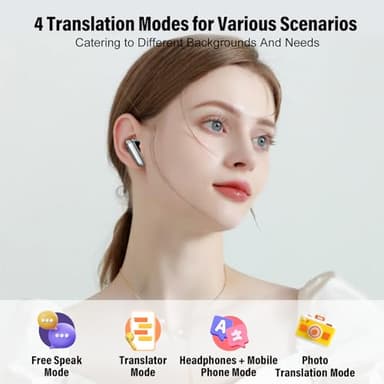 Puqo AI Language Translation Earbuds, 3-in-1 Translator Earbuds Real Time with 4 Translation Modes with APP, 164 Language Bluetooth 5.3 Headphones Translating Device for Travel/Business/Leaning, Black - Image 2