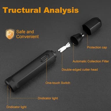 NiceBirdie Nose Hair Trimmer for Men Women, USB Rechargeable Electric Ear Nose Hair Trimmer Clipper, Professional IPX7 Waterproof Dual Edge Blades for Easy Cleaning (Black) - Image 2