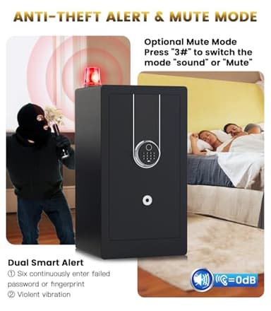 5.2 Cuft Biometric Fireproof Safe Box For Home, Heavy Duty Home Safe Fireproof Waterproof, Large Document Safes With Keypad, Anti-Theft Dual Alert, Mute Mode, Digital Security Safes For Jewelry Money - Image 7