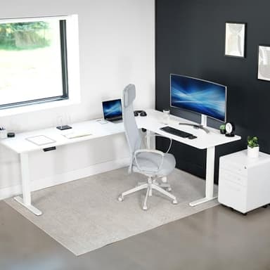 VIVO Electric Corner 84 x 63 inch L-Shaped Standing Desk, Memory Height Adjustment, White Top White Frame, DESK-E3CTWW-84 - Image 7