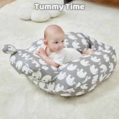 lasoftan Nursing Pillow for Breastfeeding, Breast Feeding Pillow for Mom Support, Adjustable Waist Strap and Removable Cotton Cover, Elephant - Image 9
