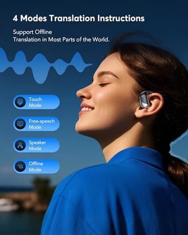 AI Translator Earbuds Real-Time 144 Languages & Accents, 3-in-1 Open Ear Wireless Bluetooth Earbuds with Charging Case, Spanish/English Audífonos Traductores, iOS & Android Compatible - Image 4