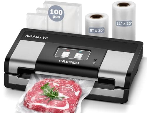 Fully Automatic Vacuum Sealer, 95Kpa Powerful Food Vacuum Sealer Machine, Auto Dry-Wet Detection | Bag Cutter | 2 Rolls Bags & 100 Pcs Precut Bags | Effortless Operation, Silver - Black - Image 1