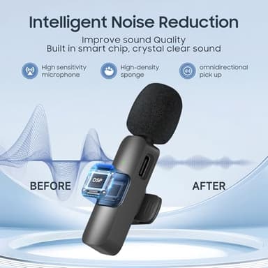 GNTOET Professional Wireless Lavalier Microphone for iPhone and Android, Plug-and-Play Noise-Reducing Mini Microphone for Video Recording, Vlog, Tiktok, YouTube and Podcasting - Image 2