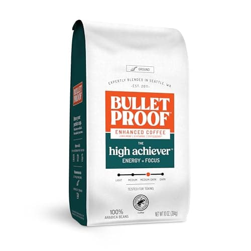 Bulletproof The High Achiever Ground Mushroom Coffee, 10oz, High Caffeine with Lion's Mane, B Vitamins and Adaptogens for Energy & Focus, Medium-Dark Roast - Image 1