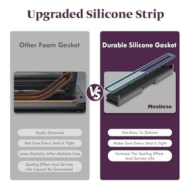 Mesliese Vacuum Sealer Machine, 85kPa 120W Automatic Food Sealer, Powerful Sealing System, Build-in Cutter | Bags Storage | Moist Mode and Air Suction Hose | 2 Bag Rolls and 5pcs Pre-cut Bags - Image 7