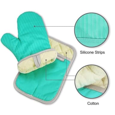 Coziselect Oven Mitts and Pot Holders Set, 4-Piece Heat Resistant Kitchen Set with Pocket Style Hot Pads & Silicon Non-Slip, Quilted Insulated Oven Gloves for Baking, BBQ, Grilling (Assorted Colors) - Image 3