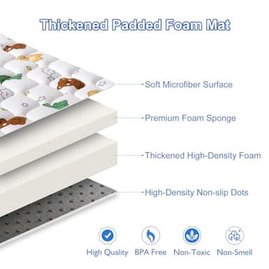 Premium Foam Baby Play Mat for Floor 79" X 71", Extra Large Soft Thicker Activity Playmats for Babies, Toddlers, Infants, Play & Tummy Time, Foldable & Machine Washable Baby Crawling Mat - Image 2