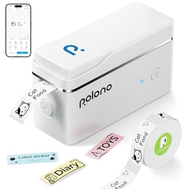 POLONO Label Maker Machine with Tape, P31S Bluetooth Label Printer, Mini Label Maker with Multiple Templates for School Office Home Organization, Wireless Portable Thermal Printer for Storage, White - Image 1