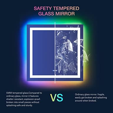 LOAAO 36"X36" LED Bathroom Mirror with Lights, Anti-Fog, Dimmable, RGB Backlit + Front Lighted, Bathroom Vanity Mirror for Wall, Memory Function - Image 6