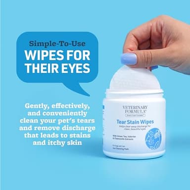 Veterinary Formula Smart Coat Complex Eye + Face Wipes for Dogs & Cats, 100 ct – Gently Remove Tear Stains, Clean Facial Fur & Eye Discharge, Fragrance-Free, Pre-Moistened - Image 2