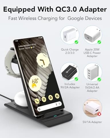 Upgraded 3 in 1 Wireless Charger for Google Pixel Watch 3/2, for Pixel 10/10 Pro/10 Pro XL/9 Pro/9/Fold/8,Pixel Buds Pro 2/Pro,Wireless Charging Station for Multiple Devices (Not for Pixel Watch 4/1) - Image 9