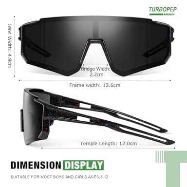 TURBOPEP 3Pack Kids Polarized Sunglasses - Youth Baseball Sunglasses for Boys Girls Age 3-12 Sports UV Protection Goggles - Image 3