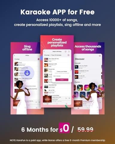 Ikarao Smart Karaoke Machine for Adults - with Lyrics Display, 32GB Karaoke Tablet, 2 Wireless Mics, Professional Karaoke System, 300W Peak Power, 4 DJ Lights, Karaoke Speaker for Any Occasion - Image 5