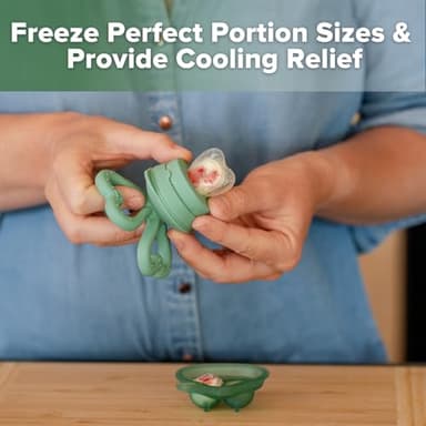 Haakaa Clover Baby Fruit Feeder Teether & Mini Freezer Nibble Tray – BPA-Free Silicone Breastmilk Popsicle Mold for Baby Teething Relief & Self-Feeding, 4M+ (Pea Green) - Image 5
