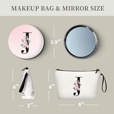 KONSOM Gift for Friend Woman,Gifts for Moms Birthday,Bridesmaid Gifts,Custom Makeup Bag with Mirror,Gifts for Woman Unique,Sister Gifts,Gifts for Young Women,Mothers day Gifts,Personalized Gifts,(J) - Image 3