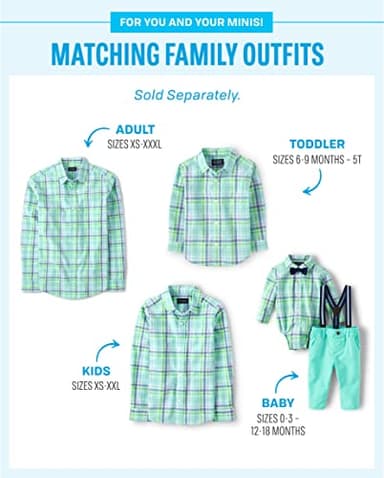 The Children's Place,Baby boy,and Newborn Dress Shirt and Pants, Matching Outfit,Aqua Plaid,12-18 Months - Image 3