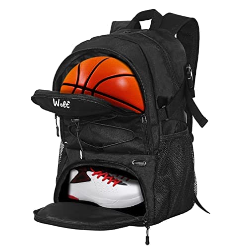 WOLT | Basketball Backpack Large Sports Bag with Separate Ball Holder & Shoes Compartment, Best for Basketball, Soccer, Volleyball, Swim, Gym, Travel(Black) - Image 1