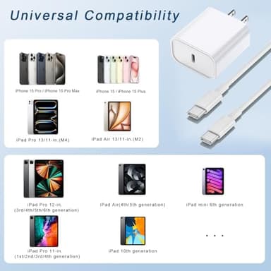 10FT Fast Charging Cord for iPhone 17 16e 15,3Pack Extra Long 10Foot USB C to Type C Charger Cable 20W USBC Charger Block Cube Super Quick Charging for iPhone 17 Air/17 16 15 Pro/Plus/Pro Max,iPad Pro - Image 5