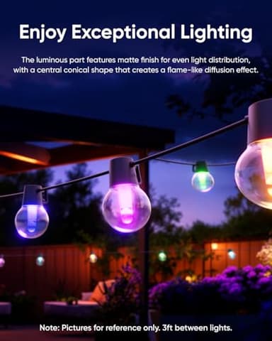 eufy Outdoor String Lights E10, 96ft with 30 Smart RGBWW LED Bulbs, Endless AI Light Themes for Christmas Decorations, IP65 Waterproof for Patio, Fence, Balcony, Link with Cameras, Voice & App Control - Image 6