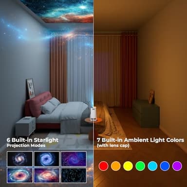 TransarJect Portable WiFi and Bluetooth Projector - 4K 1080P Supported Mini Movie Projector, 270°Adjustable Stand Outdoor Home Theater Star Projector with Ambient Light for Phone TV Stick Laptop - Image 3