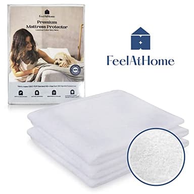 FeelAtHome Fitted 100% Waterproof Mattress Cover (Twin Size) - Breathable Super Soft & Noiseless Cotton Terry Fabric Matress Fitted Cover White - Image 8