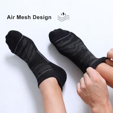 FITRELL 6 Pack Men's Ankle Running Socks Low Cut Cushioned Athletic Sports Socks, Shoe Size 9-12, Black+Gray - Image 4
